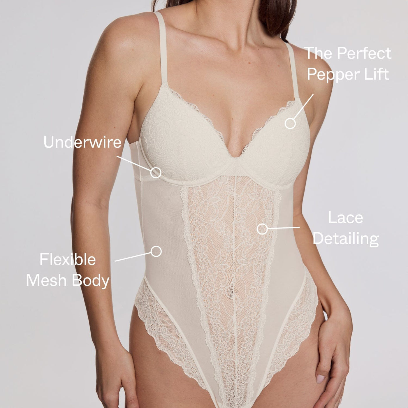 Lace Lift Up Teddy Ecru - Image 5