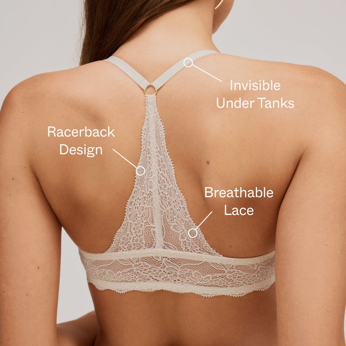 Lace Racerback Lift Up Bra Ecru - Image 3