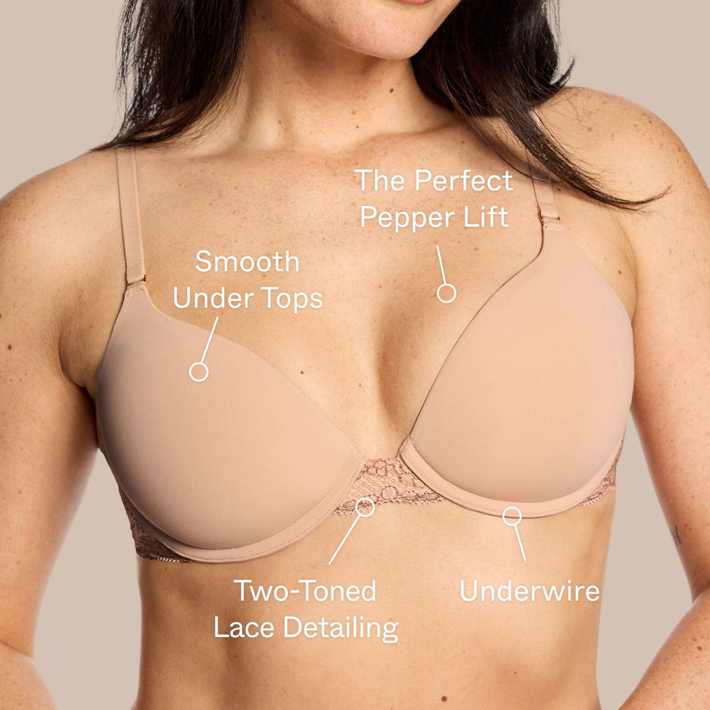 Smooth Lace Lift Up Bra Buff Two-Tone - Image 3