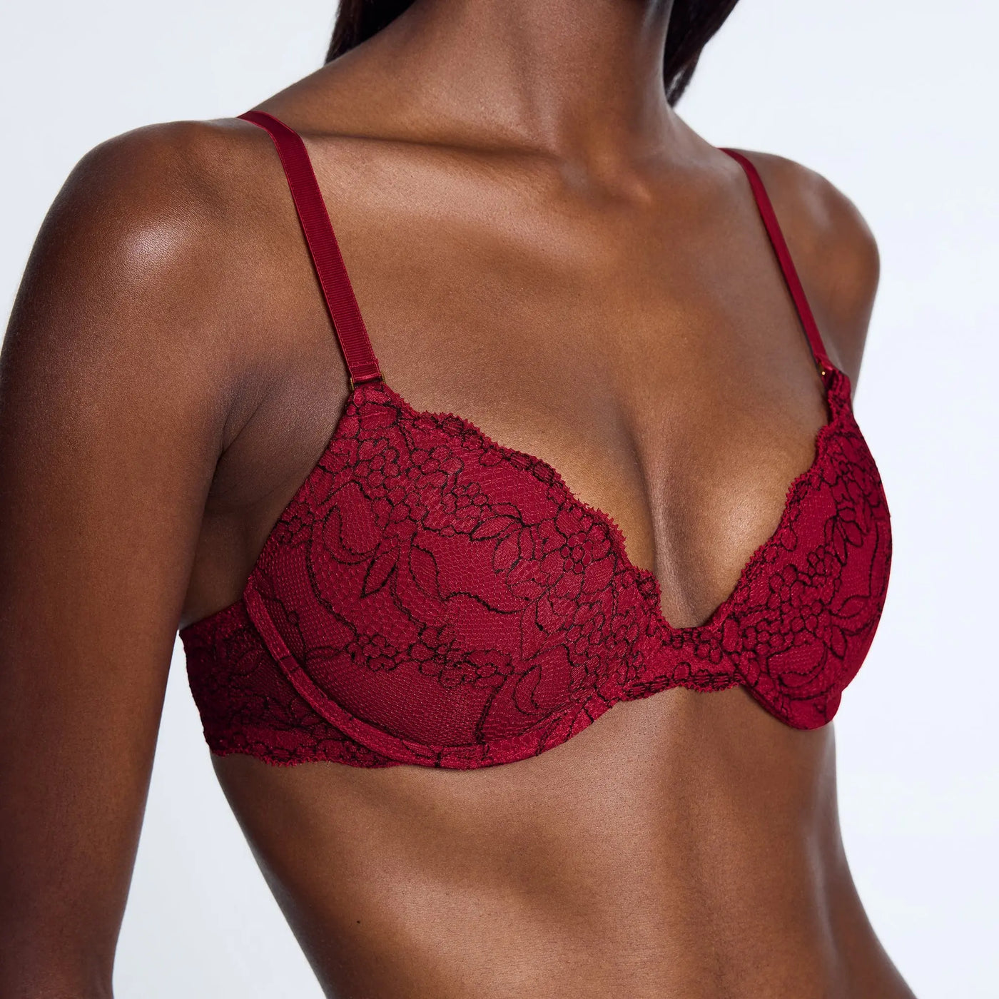 All Over Lace Lift Up Bra Scarlet Two-Tone - Image 3