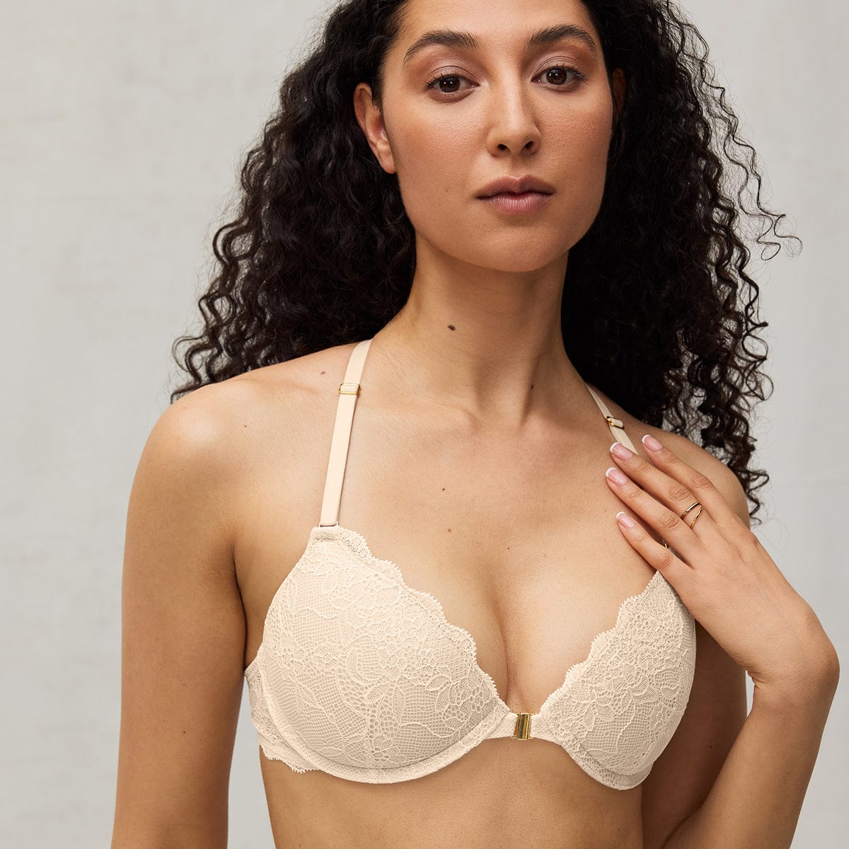 Lace Racerback Lift Up Bra Sand - Image 4